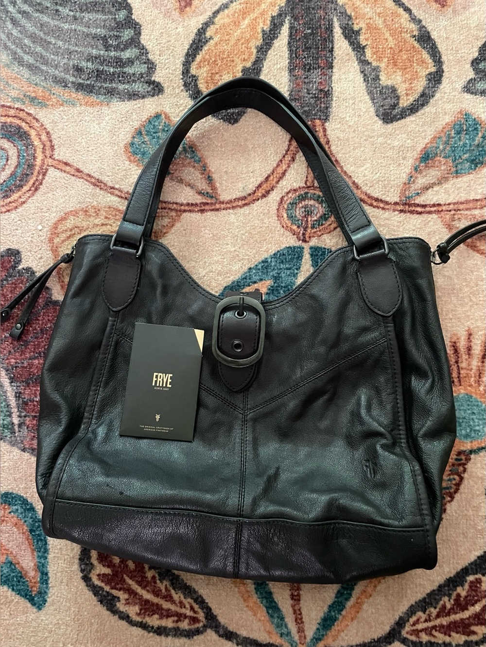FRYE Black Leather Shoulder Tote Bag Gina tote